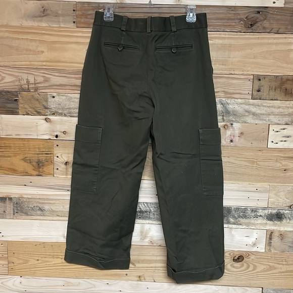 Club Monaco size 6 Green Cropped Cargo Wide Leg Cuffed Utility Pants - Picture 12 of 16
